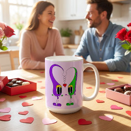 Lustig, Bunt, Süß, Cartoon Valentinsherz Kaffeetasse
