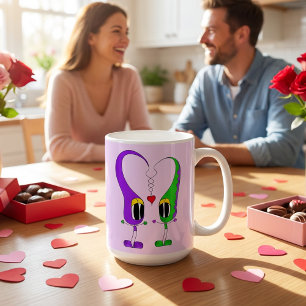 Lustig, Bunt, Süß, Cartoon Valentinsherz Kaffeetasse