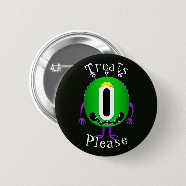 Lustig, Cartoon-Monster, Halloween "Bitte Süßigkei Button (Vorne & Hinten)