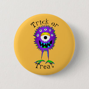 Lustig, Cartoon-Monster, Halloween "Süßes oder Sau Button
