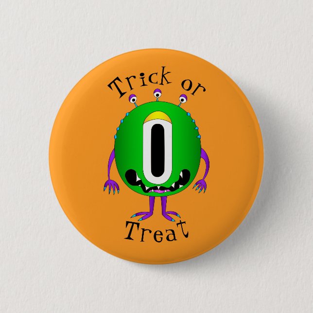 Lustig, Cartoon-Monster, Halloween "Süßes oder Sau Button (Vorderseite)
