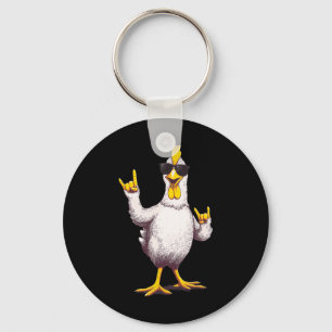 Lustig Cool Huhn Rock On Geflügel Tierliebhaber De Schlüsselanhänger