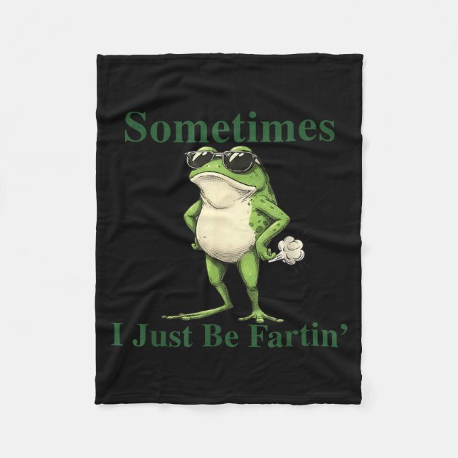 Lustig Cooler Frosch Grafik Manchmal bin ich einfa Fleecedecke (Vorderseite)