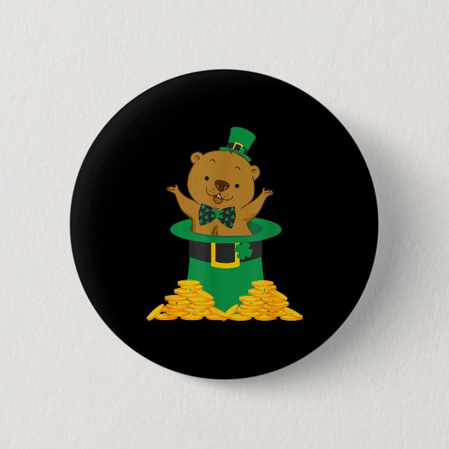 Lustig Das Murmeltier ist an St. Patrick's Day glü Button (Vorderseite)