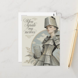 Lustig, dass du meine Nerven reizt Käseraspel-Dame Postkarte