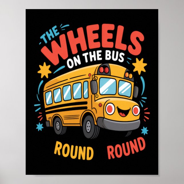 Lustig Die Räder Auf Dem Bus Poster (Vorne)