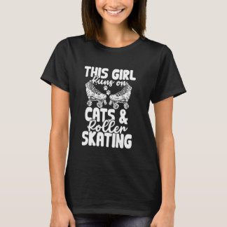 Lustig Dieses Mädchen Läuft Auf Katzen Und Rollsch T-Shirt