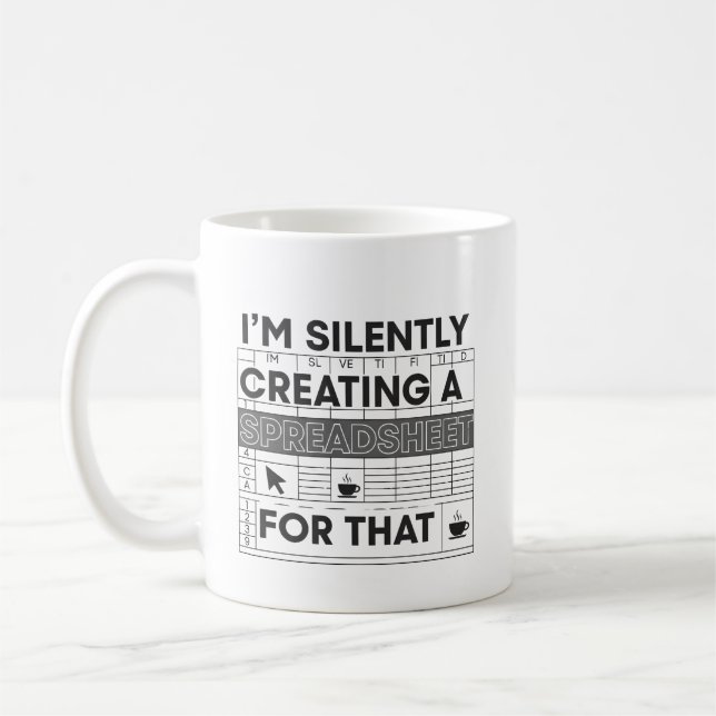 Lustig: Eine Tabelle wird schweigend erstellt - Fu Kaffeetasse (Links)