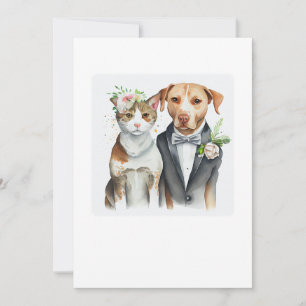 lustig ernst: Katzen- und Hundehochzeit, Aquarell Einladung