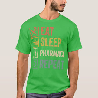 Lustig essen schlafen Apotheke wiederholen Retro-V T-Shirt