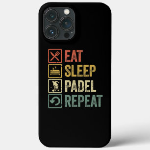 Lustig Essen Schlafen Padel Wiederholen Retro Vint Case-Mate iPhone Hülle