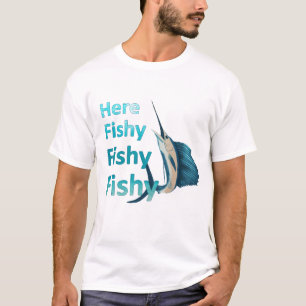 Lustig fischen Sie hier fischartigen fischartigen T-Shirt