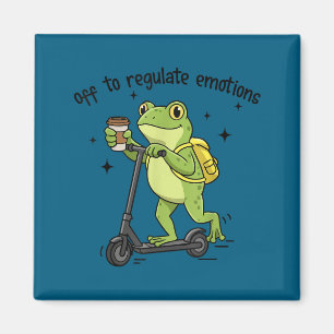 Lustig Frosch auf Scooter zur Emotionsregulierung Magnet