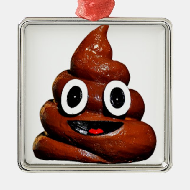 lustig gekackt Emoji Silbernes Ornament (Vorne)