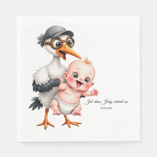 Lustig gestaltete Papiertücher Baby Shower anpasse Serviette (Vorderseite)