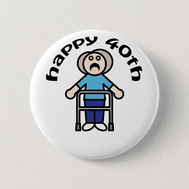 Lustig, "glücklicher 40." Entwurf der alten Frau Button (Vorderseite)