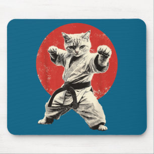 Lustig Grafik Katze Karate Judo Japan Japanisch Mousepad
