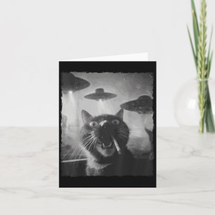 Lustig Grafik Katze raucht Ufos Lustig  Karte