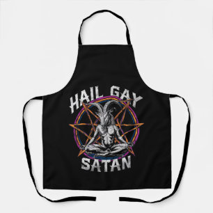 Lustig Grüß Gay Satan LGBT Goth Gay Pride Baphomet Schürze