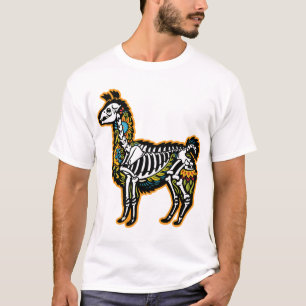 Lustig Halloween Lama Skelett Grafik - T-Shirt