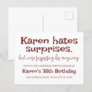 Lustig hasst Überraschungsfeier Modern Details hin Postkarte