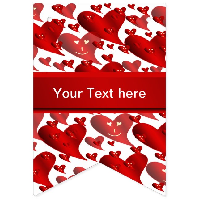 lustig, Herz, Herz, rot, Liebe, Valentin, glänzend Wimpelkette (Dreizehnte Fahne)