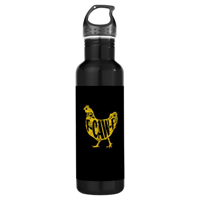 Lustig Huhn F-Caw-F Henne Geflügel Hahn Stall Edelstahlflasche (Vorderseite)