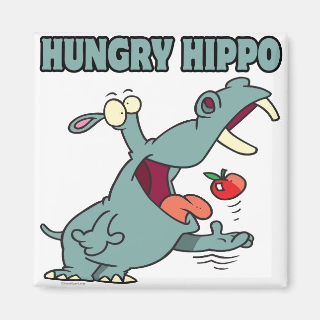 lustig hungriger Hippo-Cartoon Magnet (Vorne)