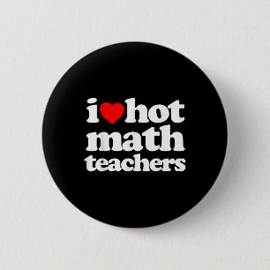 Lustig I Herz Heiße Mathe-Lehrer Retro Vintage Wei Button