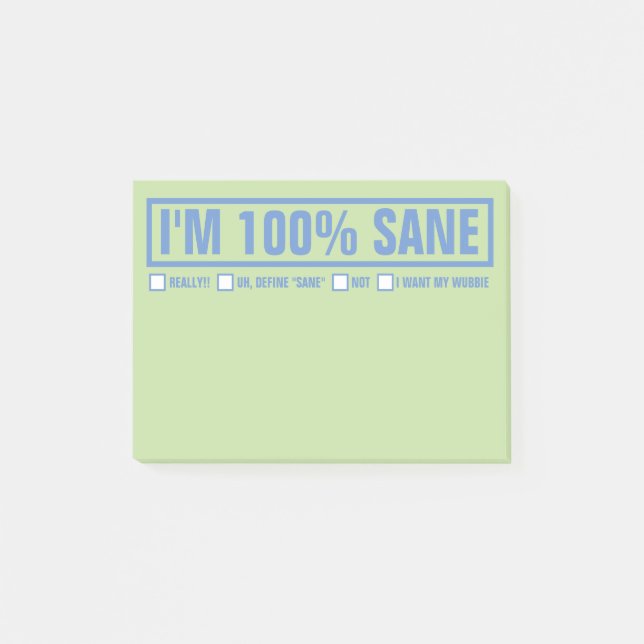 Lustig "ich bin 100% gesundes" 4" x3 " post-it klebezettel (Vorderseite)