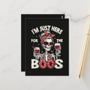 Lustig ich bin nur wegen der Buh-Rufe hier Skelett Postkarte