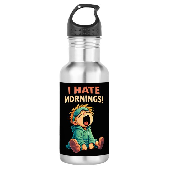 Lustig, ich hasse Morgenmüdigkeit Edelstahlflasche (Vorderseite)