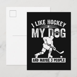 Lustig, ich mag Hockey, meinen Hund und vielleicht Einladungspostkarte