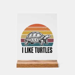 Lustig Ich mag Schildkröten Vintage Gravur T-Shirt Acrylschild