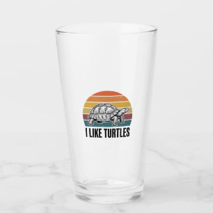 Lustig Ich mag Schildkröten Vintage Gravur T-Shirt Glas