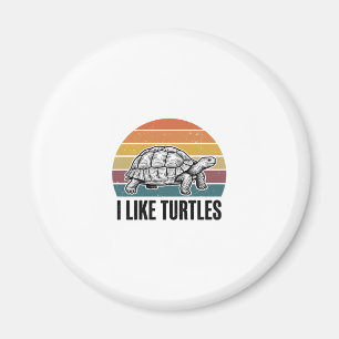 Lustig Ich mag Schildkröten Vintage Gravur T-Shirt Magnet