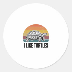 Lustig Ich mag Schildkröten Vintage Gravur T-Shirt Runder Aufkleber