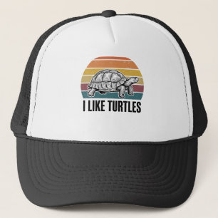 Lustig Ich mag Schildkröten Vintage Gravur T-Shirt Truckerkappe