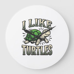 Lustig Ich mag Schildkröten Vintage Schildkröte-Sh Große Wanduhr