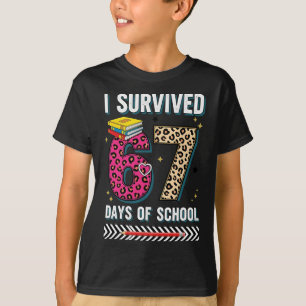 Lustig, ich überlebte 67 Tage Schul Leopard Lehrer T-Shirt