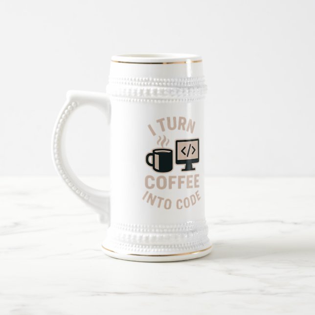 Lustig Ich verwandle Kaffee in Code Bierglas (Links)