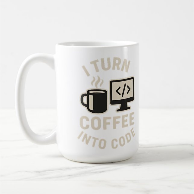 Lustig Ich verwandle Kaffee in Code Kaffeetasse (Links)