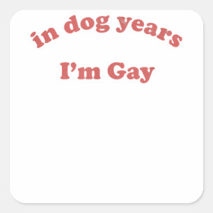 Lustig in Hundejahren bin ich schwul LGBT Pride Vi Quadratischer Aufkleber