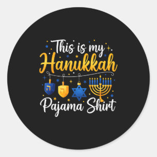 Lustig ist das mein Chanukka-Pyjama-Pajamakah Runder Aufkleber