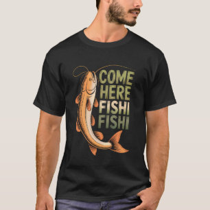 Lustig Komm Hier Fishi Fishi Angler Vater T-Shirt