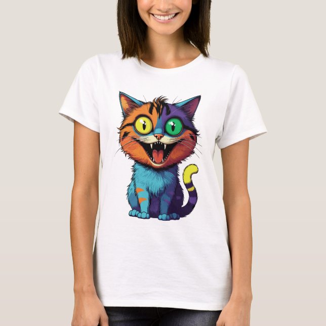 Lustig - Lächelnde Katze -  T-Shirt (Vorderseite)