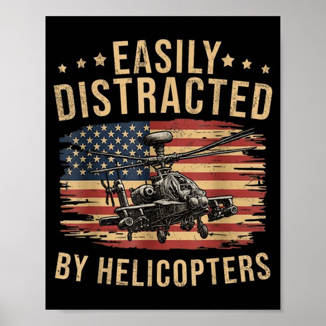Lustig Leicht abgelenkt durch Apache-Hubschrauber  Poster (Vorne)