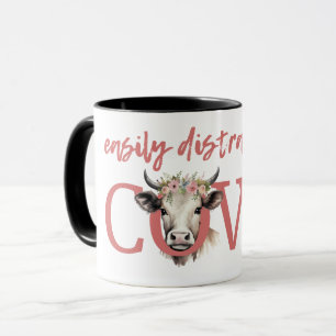 Lustig LEICHT ABGELENKT VON KÜHEN Vintage Floral  Tasse
