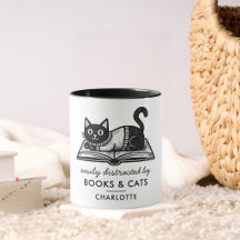Lustig Leicht ablenkbar durch Bücher und Katzen Ka