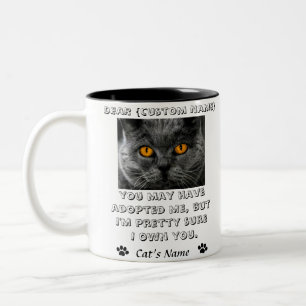 lustig Liebes Katzen, Personalisiertes Foto und Na Zweifarbige Tasse